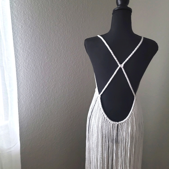 Dress - Boho macrame burning man festival dress beachwear white crochet small-m - Picture 3 of 5